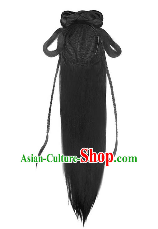 Handmade Chinese Ancient Young Lady Wig Sheath Traditional Song Dynasty Female Wigs Chignon Handmade Chinese Ancient Young Lady Wig Sheath Traditional Song Dynasty Female Wigs Chignon