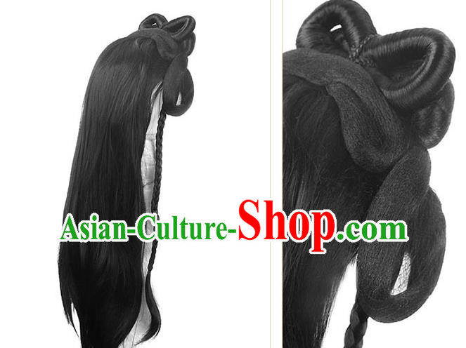 Handmade Chinese Ancient Young Lady Wig Sheath Traditional Song Dynasty Female Wigs Chignon Handmade Chinese Ancient Young Lady Wig Sheath Traditional Song Dynasty Female Wigs Chignon