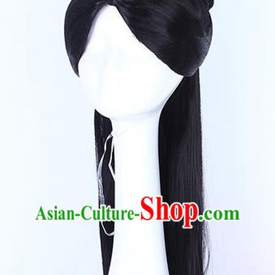 Chinese Ancient Queen Fu Yao Wig Sheath Traditional Southern and Northern Dynasties Young Lady Wigs Chignon Headwear