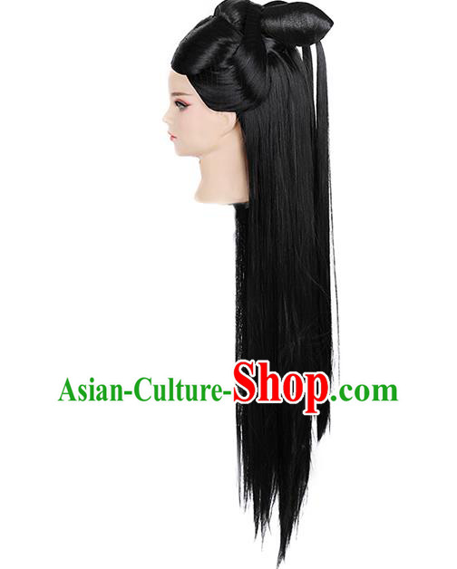 Chinese Ancient Goddess Bai Fengjiu Wig Sheath Traditional Antiquity Fairy Princess Wigs Chignon Chinese Ancient Goddess Bai Fengjiu Wig Sheath Traditional Antiquity Fairy Princess Wigs Chignon