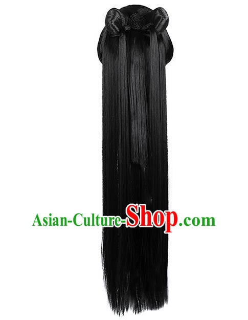 Chinese Ancient Goddess Bai Fengjiu Wig Sheath Traditional Antiquity Fairy Princess Wigs Chignon Chinese Ancient Goddess Bai Fengjiu Wig Sheath Traditional Antiquity Fairy Princess Wigs Chignon