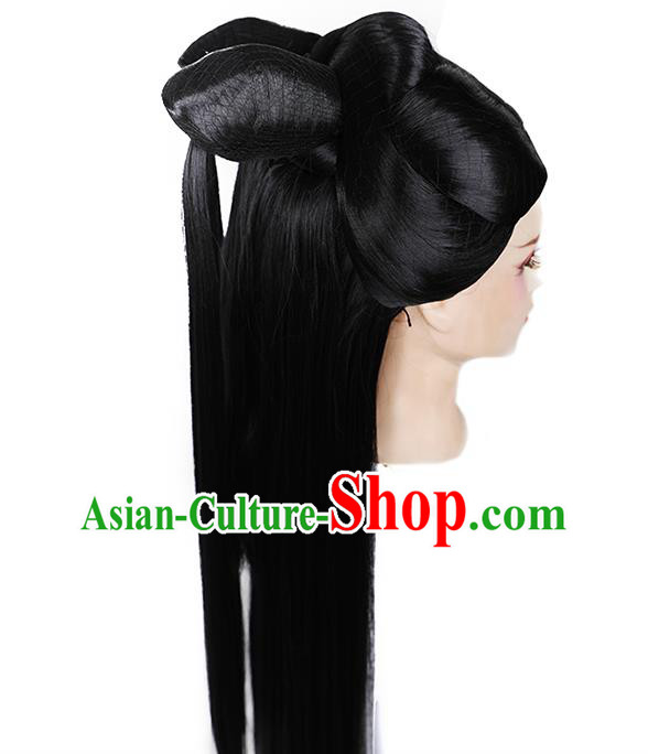 Chinese Ancient Goddess Bai Fengjiu Wig Sheath Traditional Antiquity Fairy Princess Wigs Chignon Chinese Ancient Goddess Bai Fengjiu Wig Sheath Traditional Antiquity Fairy Princess Wigs Chignon