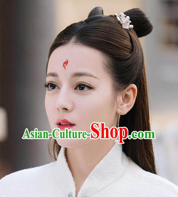 Chinese Ancient Goddess Bai Fengjiu Wig Sheath Traditional Antiquity Fairy Princess Wigs Chignon Chinese Ancient Goddess Bai Fengjiu Wig Sheath Traditional Antiquity Fairy Princess Wigs Chignon