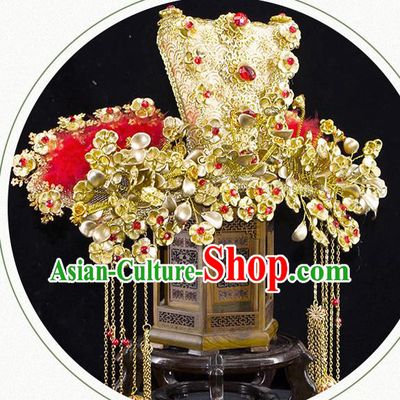 China Traditional Tang Dynasty Queen Hair Accessories Ancient Empress Golden Phoenix Coronet