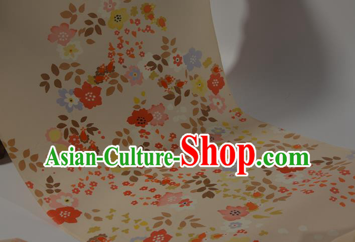Japanese Kimono Fabric Traditional Qipao Dress Princess Light Yellow Silk Cloth Japanese Kimono Fabric Traditional Qipao Dress Princess Light Yellow Silk Cloth