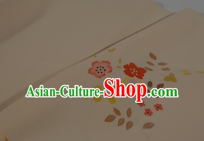 Japanese Kimono Fabric Traditional Qipao Dress Princess Light Yellow Silk Cloth Japanese Kimono Fabric Traditional Qipao Dress Princess Light Yellow Silk Cloth