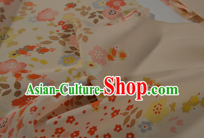 Japanese Kimono Fabric Traditional Qipao Dress Princess Light Yellow Silk Cloth Japanese Kimono Fabric Traditional Qipao Dress Princess Light Yellow Silk Cloth