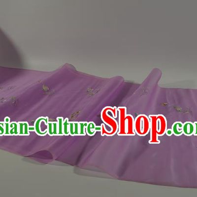 Chinese Suzhou Embroidered Peony Purple Silk Traditional Hanfu Silk Fabric