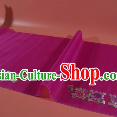 Chinese Handmade Embroidered Chrysanthemum Silk Traditional Hanfu Rosy Silk Fabric