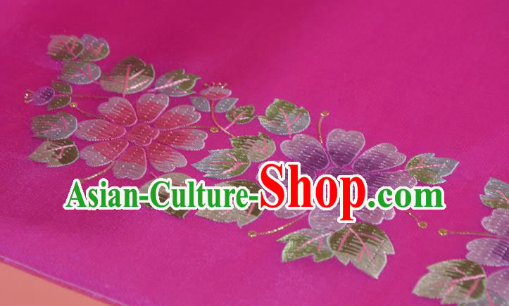 Chinese Handmade Embroidered Chrysanthemum Silk Traditional Hanfu Rosy Silk Fabric Chinese Handmade Embroidered Chrysanthemum Silk Traditional Hanfu Rosy Silk Fabric
