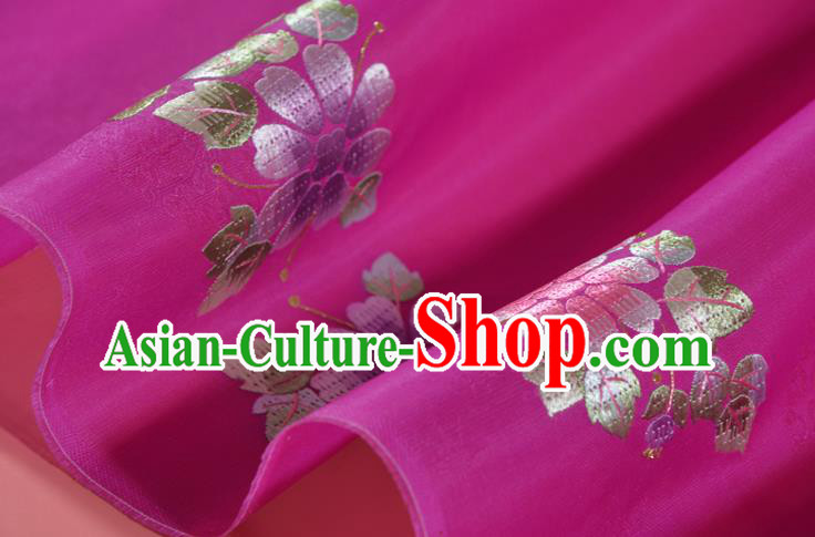 Chinese Handmade Embroidered Chrysanthemum Silk Traditional Hanfu Rosy Silk Fabric Chinese Handmade Embroidered Chrysanthemum Silk Traditional Hanfu Rosy Silk Fabric