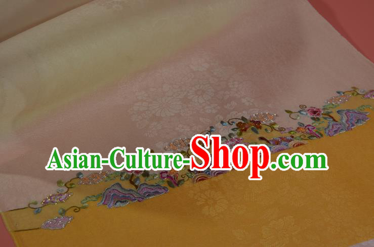 Chinese Embroidered Flowers Silk Material Traditional Hanfu Dress Silk Fabric Chinese Embroidered Flowers Silk Material Traditional Hanfu Dress Silk Fabric