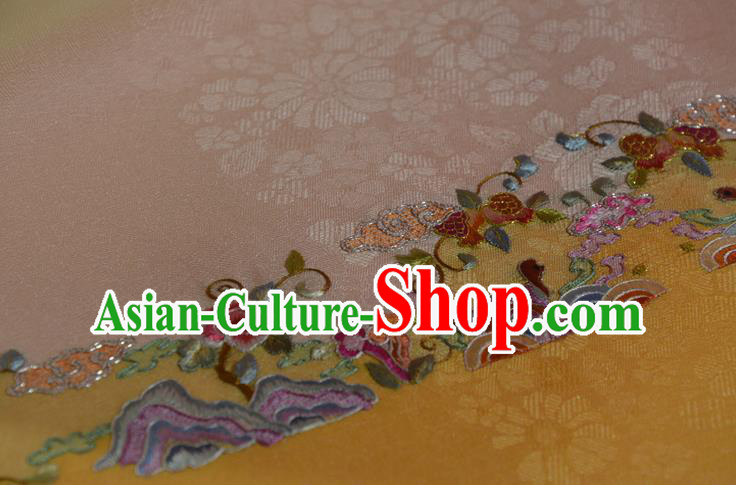Chinese Embroidered Flowers Silk Material Traditional Hanfu Dress Silk Fabric Chinese Embroidered Flowers Silk Material Traditional Hanfu Dress Silk Fabric