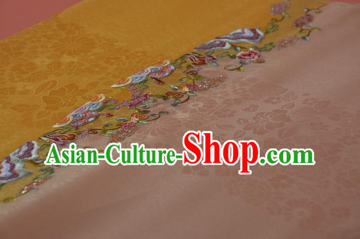 Chinese Embroidered Flowers Silk Material Traditional Hanfu Dress Silk Fabric Chinese Embroidered Flowers Silk Material Traditional Hanfu Dress Silk Fabric