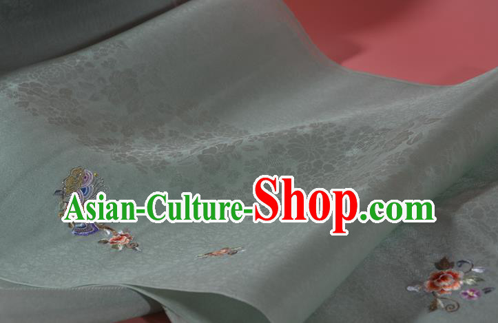 Chinese Jacquard Daisy Pattern Silk Material Traditional Hanfu Dress Embroidered Light Blue Silk Fabric Chinese Jacquard Daisy Pattern Silk Material Traditional Hanfu Dress Embroidered Light Blue Silk Fabric