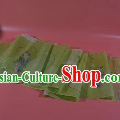 Chinese Classical Peony Pattern Silk Material Traditional Hanfu Dress Light Green Silk Fabric