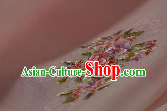 Chinese Classical Flowers Pattern Silk Material Traditional Hanfu Dress Embroidered White Silk Fabric Chinese Classical Flowers Pattern Silk Material Traditional Hanfu Dress Embroidered White Silk Fabric