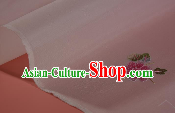 Chinese Traditional Hanfu Dress Light Pink Silk Fabric Classical Embroidered Flowers Silk Material Chinese Traditional Hanfu Dress Light Pink Silk Fabric Classical Embroidered Flowers Silk Material