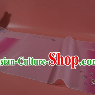 Chinese Traditional Hanfu Deep Pink Silk Fabric Classical Embroidered Peach Blossom Silk Material
