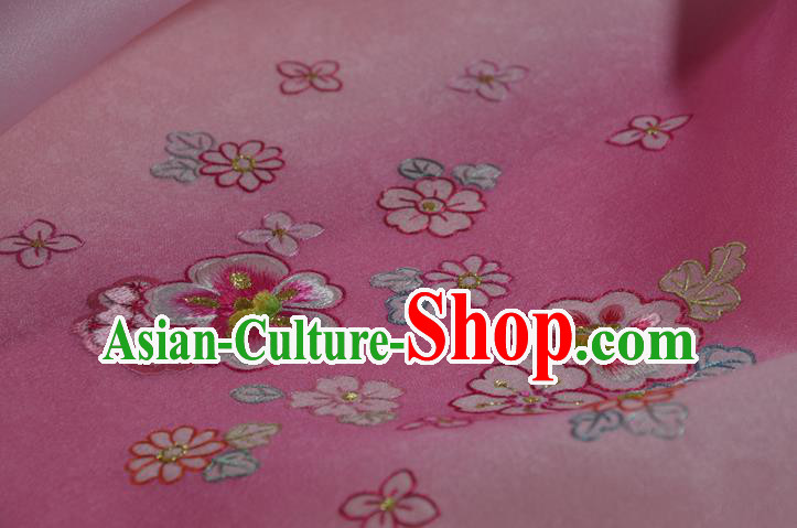 Chinese Traditional Hanfu Deep Pink Silk Fabric Classical Embroidered Peach Blossom Silk Material Chinese Traditional Hanfu Deep Pink Silk Fabric Classical Embroidered Peach Blossom Silk Material
