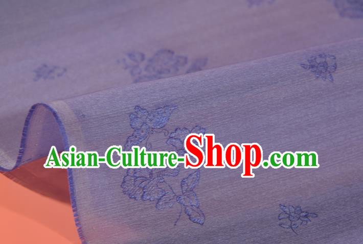 Chinese Traditional Hanfu Purple Silk Fabric Classical Embroidered Flowers Silk Material Chinese Traditional Hanfu Purple Silk Fabric Classical Embroidered Flowers Silk Material