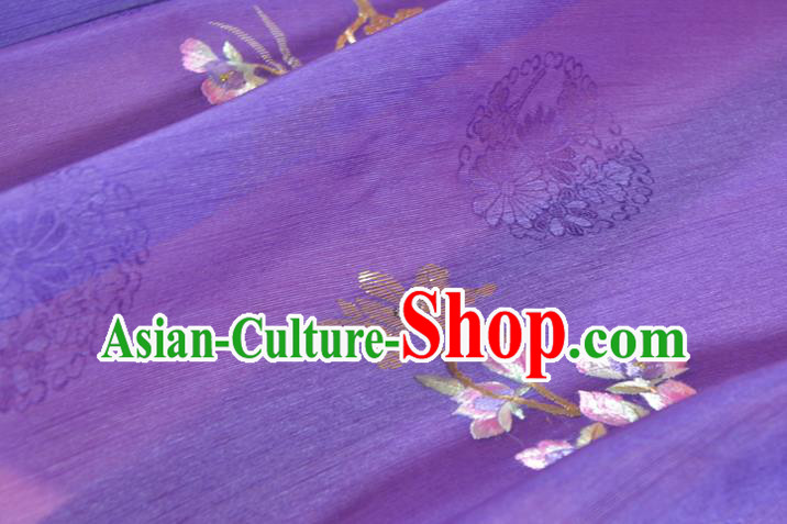 Chinese Traditional Hanfu Deep Purple Silk Fabric Classical Embroidered Mangnolia Silk Material Chinese Traditional Hanfu Deep Purple Silk Fabric Classical Embroidered Mangnolia Silk Material