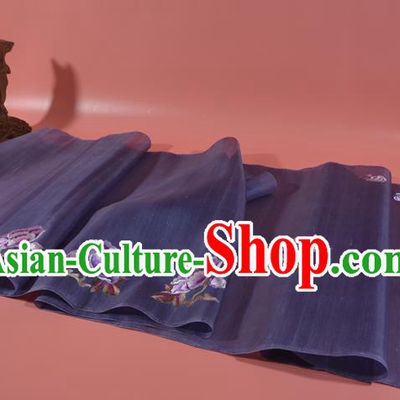 Chinese Traditional Hanfu Dark Purple Silk Fabric Classical Embroidered Peony Silk Material