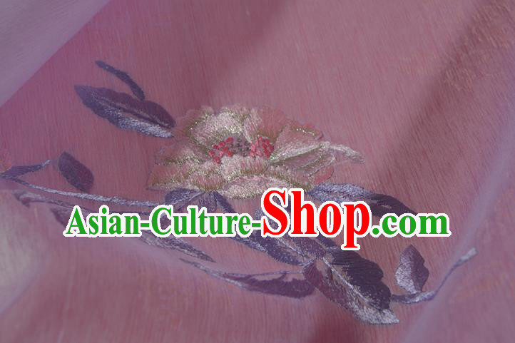 Chinese Classical Light Pink Silk Fabric Traditional Hanfu Embroidered Peony Silk Material Chinese Classical Light Pink Silk Fabric Traditional Hanfu Embroidered Peony Silk Material