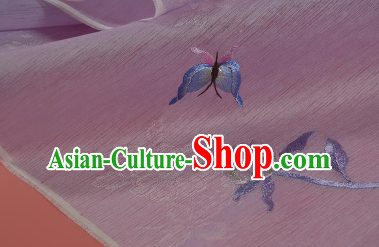 Chinese Classical Light Pink Silk Fabric Traditional Hanfu Embroidered Peony Silk Material Chinese Classical Light Pink Silk Fabric Traditional Hanfu Embroidered Peony Silk Material