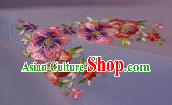 Chinese Classical Violet Silk Fabric Traditional Hanfu Embroidered Camellia Silk Material Chinese Classical Violet Silk Fabric Traditional Hanfu Embroidered Camellia Silk Material