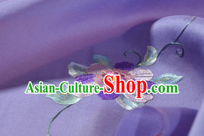 Traditional Korean Hanbok Dress Violet Silk Fabric Handmade Embroidered Chrysanthemum Silk Cloth Traditional Korean Hanbok Dress Violet Silk Fabric Handmade Embroidered Chrysanthemum Silk Cloth