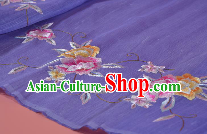 Traditional Korean Hanbok Dress Silk Fabric Handmade Embroidered Flowers Purple Silk Cloth Traditional Korean Hanbok Dress Silk Fabric Handmade Embroidered Flowers Purple Silk Cloth