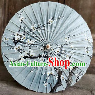 Traditional China Painting Plum Blossom Oil Umbrella Blue Bumbershoot Paper Umbrella Handmade Umbrellas