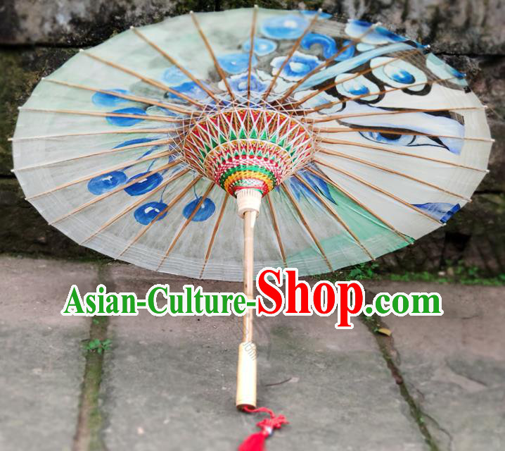 Traditional China White Paper Umbrella Handmade Umbrellas Painting Beijing Opera Oil Umbrella Traditional China White Paper Umbrella Handmade Umbrellas Painting Beijing Opera Oil Umbrella