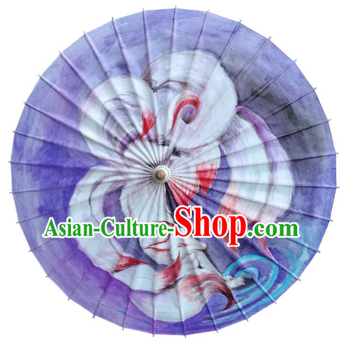 Traditional China Purple Oil Paper Umbrella Handmade Umbrellas Artware Painting Nine Tails Fox Umbrella Traditional China Purple Oil Paper Umbrella Handmade Umbrellas Artware Painting Nine Tails Fox Umbrella