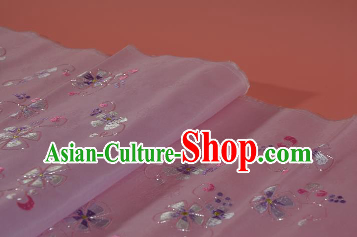 Traditional Korean Hanbok Light Pink Silk Fabric Handmade Embroidered Flowers Silk Textile Traditional Korean Hanbok Light Pink Silk Fabric Handmade Embroidered Flowers Silk Textile