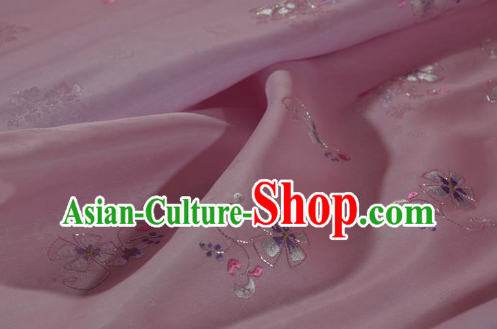 Traditional Korean Hanbok Light Pink Silk Fabric Handmade Embroidered Flowers Silk Textile Traditional Korean Hanbok Light Pink Silk Fabric Handmade Embroidered Flowers Silk Textile