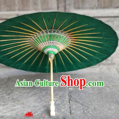 Traditional China Green Oil Paper Umbrella Handmade Umbrellas Artware Dance Umbrella Bumbershoot