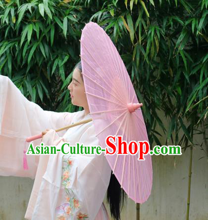Chinese Traditional Hanfu Pink Silk Umbrella Classical Dance Umbrella Parasol