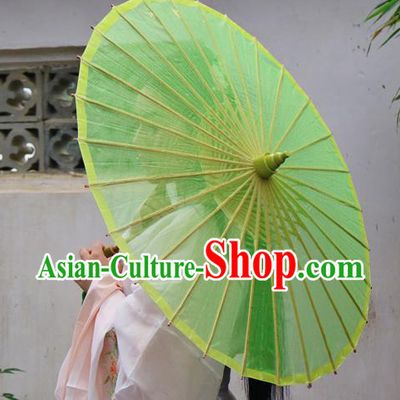 Chinese Classical Dance Umbrella Parasol Traditional Hanfu Green Silk Umbrella