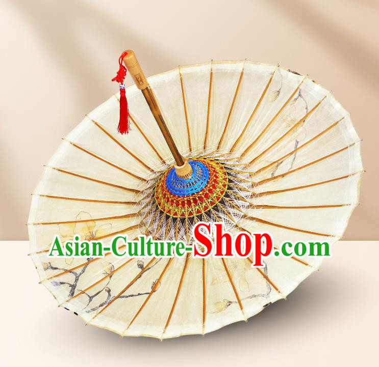 Traditional China Painting Mangnolia Oil Paper Umbrella Handmade Umbrellas Artware Beige Paper Umbrella Traditional China Painting Mangnolia Oil Paper Umbrella Handmade Umbrellas Artware Beige Paper Umbrella
