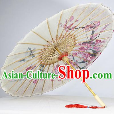 Traditional China Ink Painting Plum Blossom Oil Paper Umbrella Handmade Umbrellas Artware White Paper Umbrella