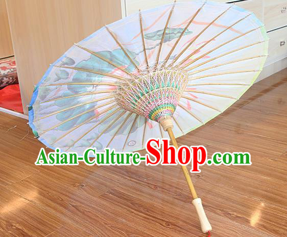 Traditional China Handmade Umbrellas Artware White Oil Paper Umbrella Classical Painting Lotus Paper Umbrella Traditional China Handmade Umbrellas Artware White Oil Paper Umbrella Classical Painting Lotus Paper Umbrella