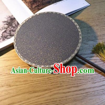 Handmade China Traditional Deep Grey Silk Fan Classical Dance Circular Fan Ancient Princess Palace Fan