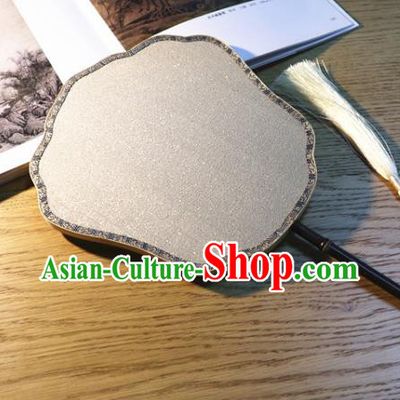 Handmade China Classical Dance Palace Fan Traditional Song Dynasty White Silk Fan Ancient Princess Fan