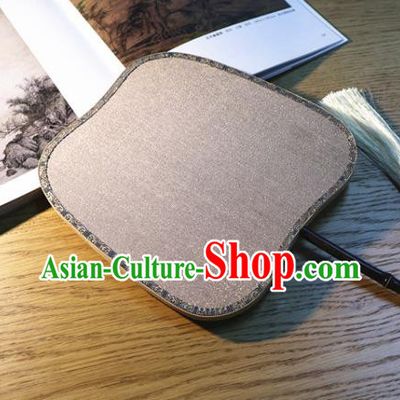 Handmade China Ancient Princess Fan Classical Dance Palace Fan Traditional Song Dynasty Grey Silk Fan