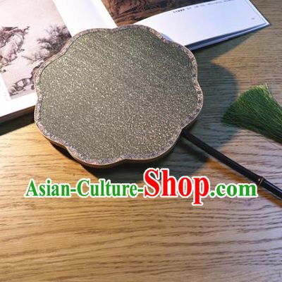 Handmade China Traditional Court Dance Fan Classical Palace Fan Ancient Court Lady Black Silk Fan