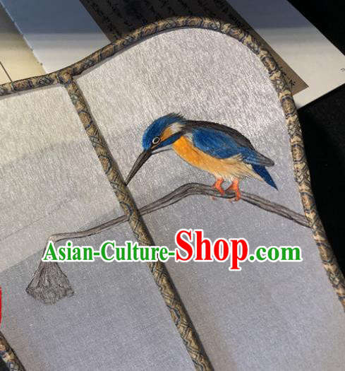 Handmade China Princess Fan Traditional Hanfu Fans Classical Palace Fan Embroidered Eisvogel Silk Fan Handmade China Princess Fan Traditional Hanfu Fans Classical Palace Fan Embroidered Eisvogel Silk Fan
