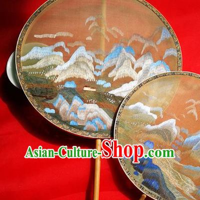 China Classical Palace Fan Traditional Double Sides Circular Fan Handmade Embroidered Silk Fans