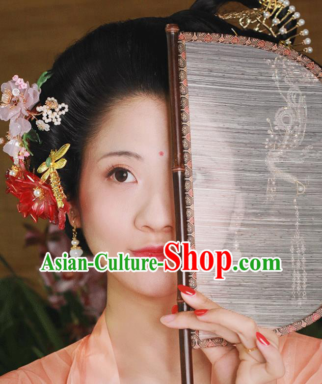 China Handmade Silk Classical Palace Fan Traditional Jin Dynasty Court Hanfu Fan China Handmade Silk Classical Palace Fan Traditional Jin Dynasty Court Hanfu Fan